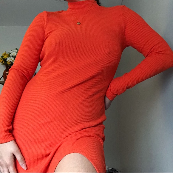 SOLDvibrant Zara blood orange ribbed maxi dress - Picture 3 of 5
